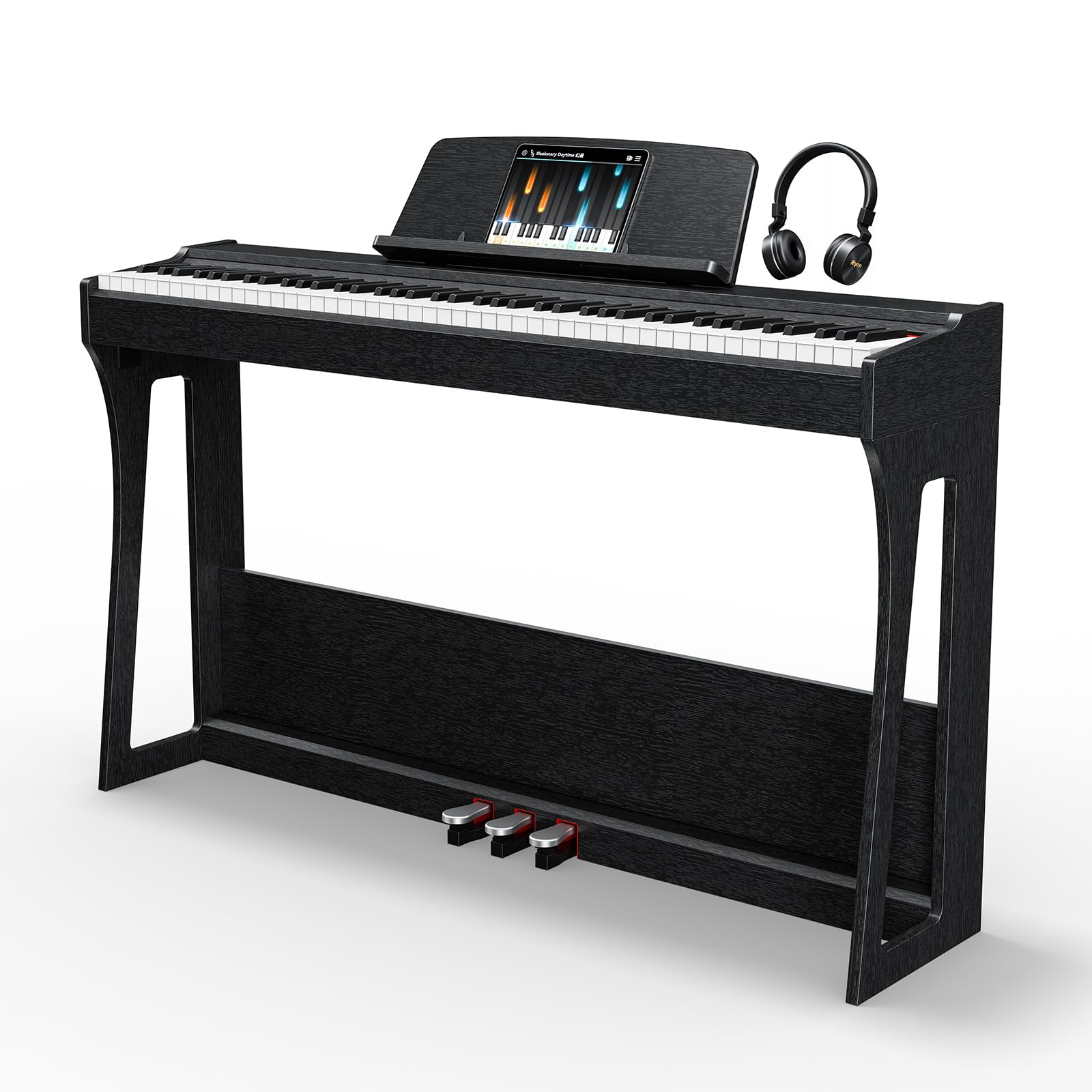 Photo 1 of Rhymo 88 Keys Weighted Keyboard Piano, Full Size Hammer Action Digital Piano with Speakers, Wooden Upright Digital Piano, Electronic Piano Keyboard with Furniture Stand Suitable for Beginners