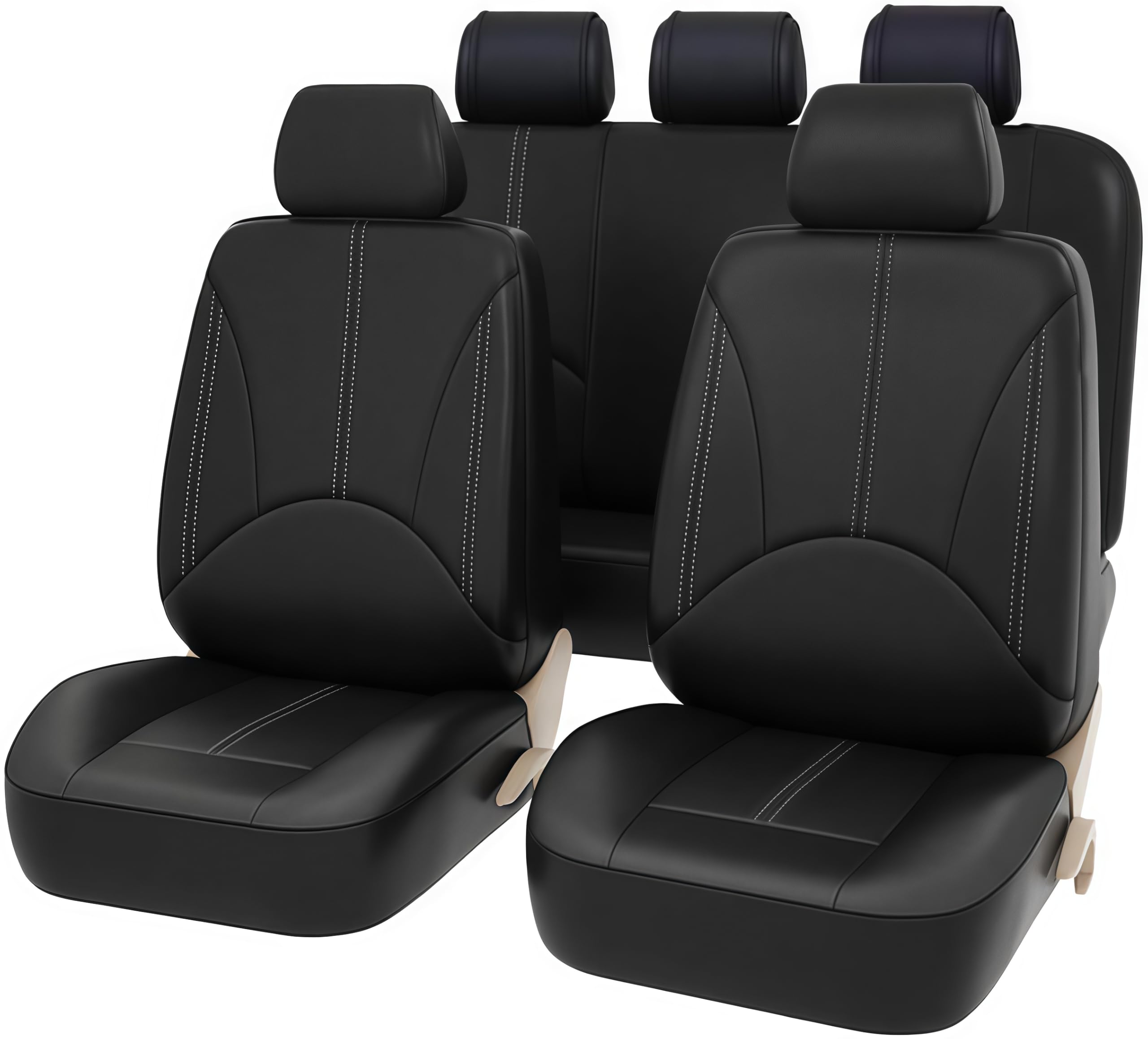 AUTO HIGH 11-Pieces Car Seat Covers Full Set - Premium PU Leather Automotive Front and Back Seat Protectors - Fits Most Car Truck Van SUV, Black #1