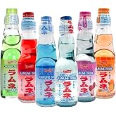 Unha's Ramune Japanese Marble Soda Variety Pack, 6 Bottles Assorted | 6 bottle assorted Japanese marble soda variety pack with original, strawberry, melon, lychee, orange, and blueberry flavors