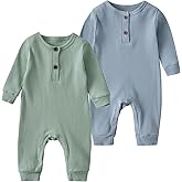 Joy Duck Baby Boy Girl 2 Pack Solid Romper Short/Long Sleeve One Piece Jumpsuits Clothes Sets