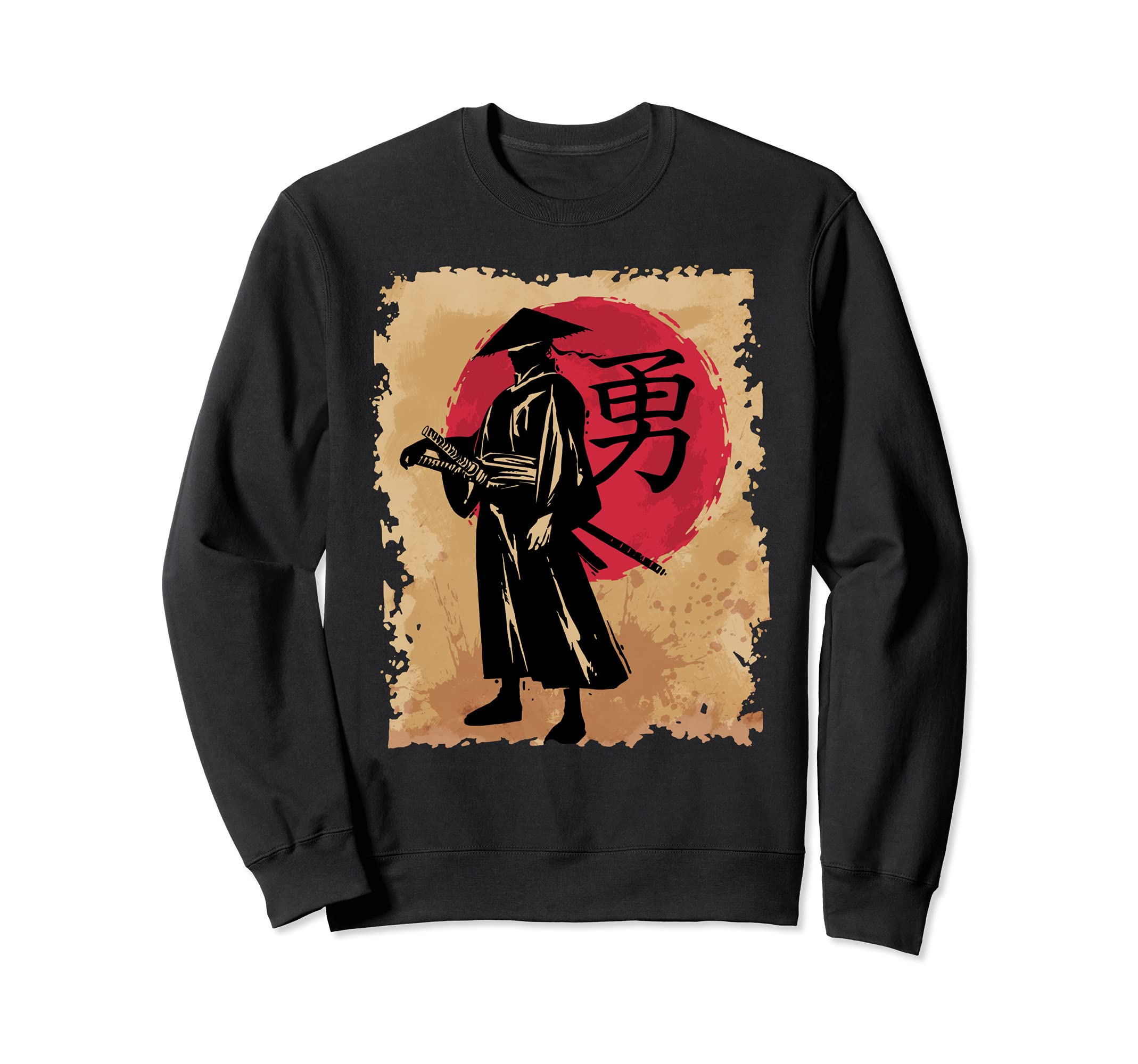 Japanese Samurai Papyrus Retro Sun Japan Calligraphy Warrior Sweatshirt