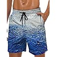 Men's Swim Trunks Hawaiian Bathing Mesh Lining Suit Swimsuits Beach Shorts with Pockets