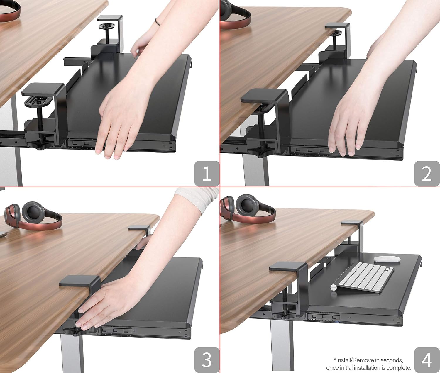 Clamp On Keyboard Tray Under Desk Storage - Ergonomic Desk Drawer Computer Keyboard Stand Under Desk Drawer - Under Desk Keyboard Tray Desk Extender - Office Keyboard Drawer Keyboard Stand for Desk: Computers & Accessories