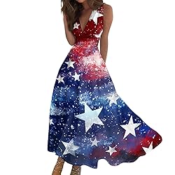 CHRATLHI Patriotic Dress for Women Long Fourth of