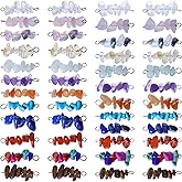 CHGCRAFT 48Pcs 24 Styles Mixed Gemstone Chip Connector Charms with Stainless Steel Double Loops Stone Dangle Pendants Link for Jewelry Making DIY Craft