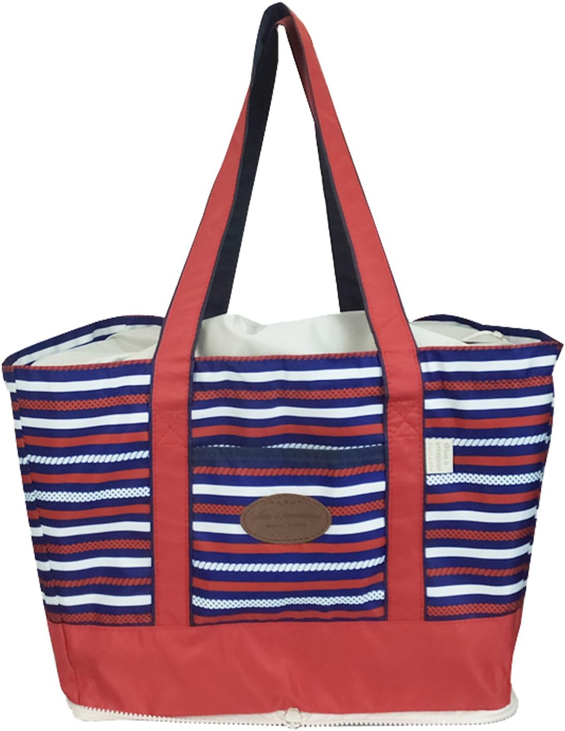 アットファースト お買物バッグ マリンボーダー ネイビー