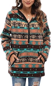 Aztec Print Casual Fleece Hoodies 