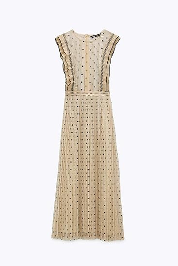 Amazon ザラ Zara ドットパターンレースワンピース Women S Dress 並行輸入品 ワンピース チュニック 通販