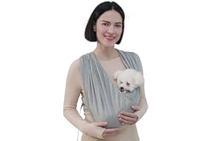 COOLWAVE Dog Sling Carrier Front Pack, Dog Sling Chest Carrier for Small Dogs, Hands Free Cotton Cat Sling with Adjustable Strap (Medium, Light Grey)