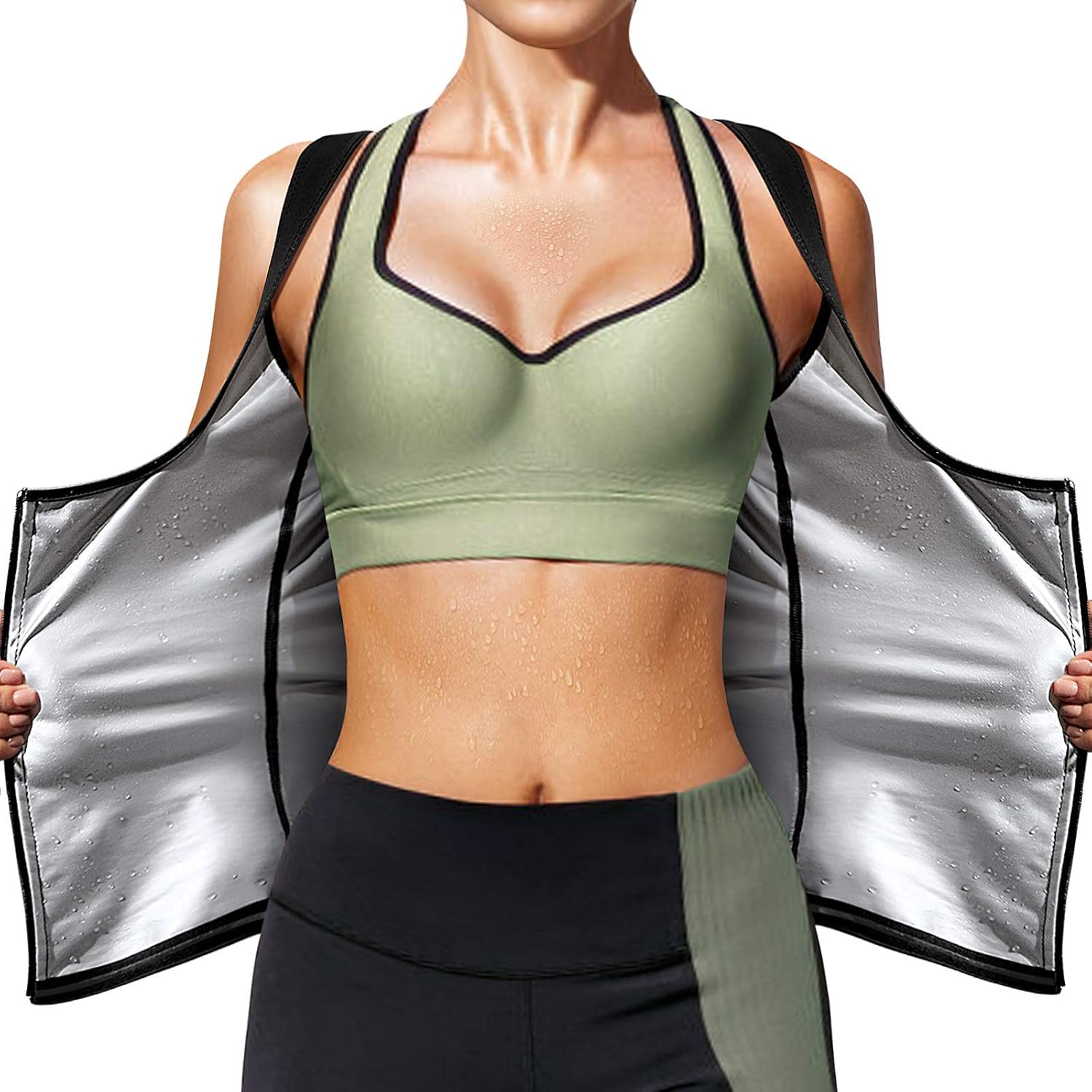 Women Sauna Sweat Vest Polymer Waist Trainer Sauna Suit Workout Body Corset for Women: Clothing