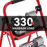 KINGRACK 4 Step Folding Ladder with Handrail Non Slip Wide Pedals Red view 3