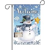 AIBIIN 12x18 inch Winter Snowman Garden Flag 12x18 Double Sided Welcome Garden Flag for Outside Snowman Snowflake Pine Tree Decorations Yard Flag Outdoor
