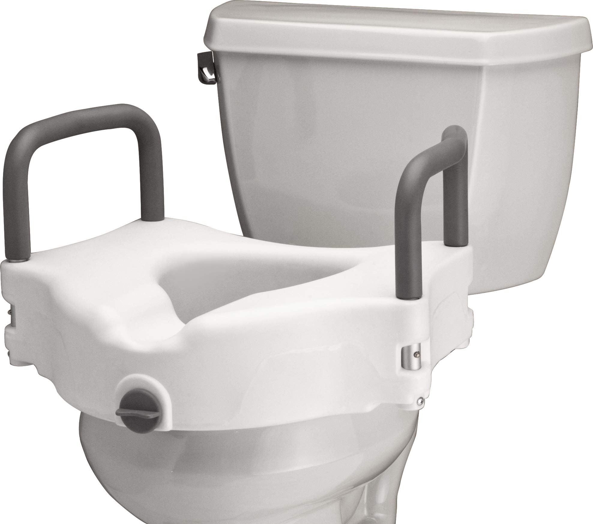 NOVA Medical Products Elevated Raised Toilet Seat with Removable, Padded Handles, White, 1 Count