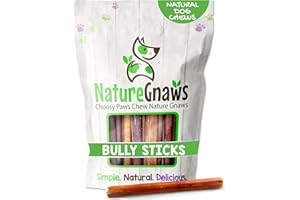Nature Gnaws Bully Sticks for Dogs 5-6" (8oz) - Mixed Thickness - Long Lasting for Aggressive Chewers and Large Dogs - Natural Beef Dog Chew Bones
