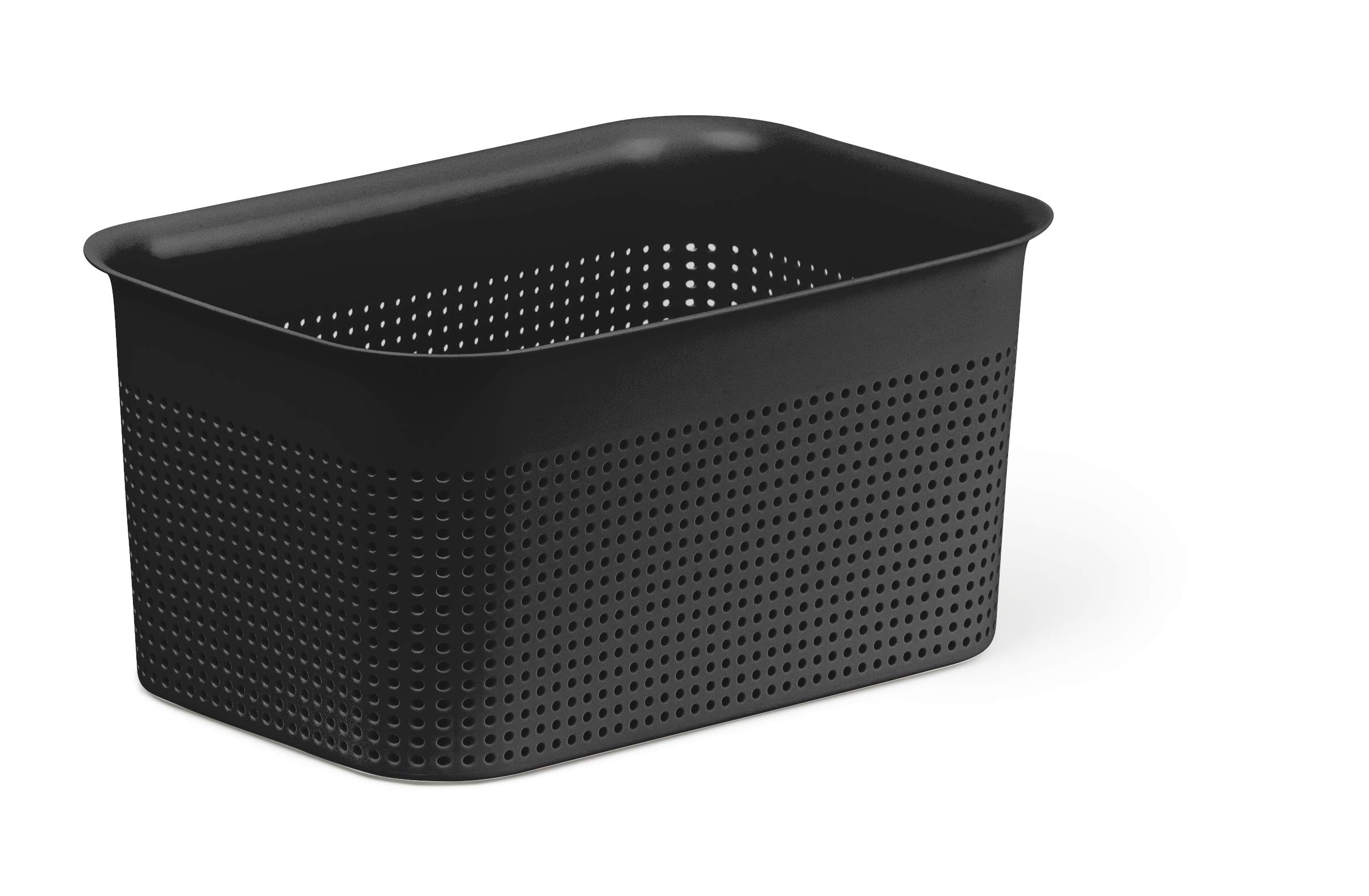 Rotho Brisen Storage box 4.5 l with perforated pattern, plastic (PP), black 4.5 l (26.2 x 18 x 13 cm),1023708080