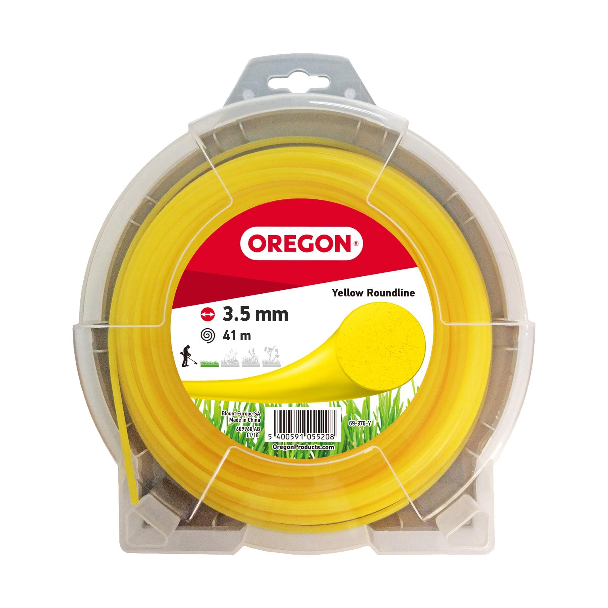 Oregon Yellow Round 3.5mm Strimmer Line, Trimmer Line Tackles Long Grass, Weeds & Thick Vegetation, Professional Heavy Duty Nylon Strimmer Wire, Fits Most Standard Models, 3.5mm x 41m (69-376-Y)