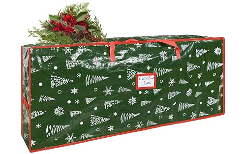 Capslpad Christmas Tree Storage Bag Fits Up to 9 Ft Xmas Holiday Artificial Trees Waterproof Zippered Tree Bag with Reinforced Handles Christmas Storage Case Protects Against Dust Moisture, Green