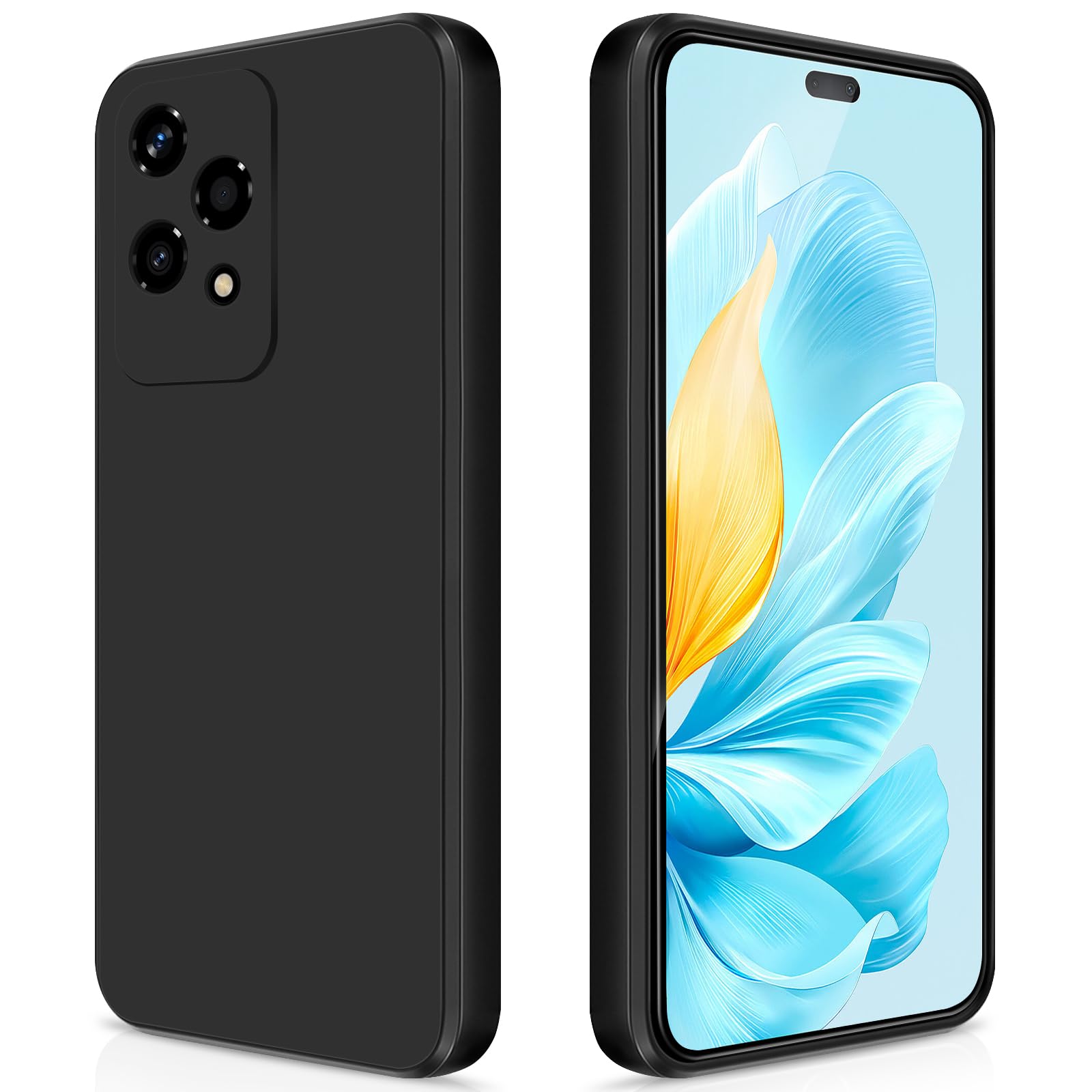 GiiYoon Case Compatible with Honor 200 Lite, Silky-Soft Touch Full-Body Protective Phone Silicone Case, Shockproof Cover with Microfiber Lining, Black — image 1