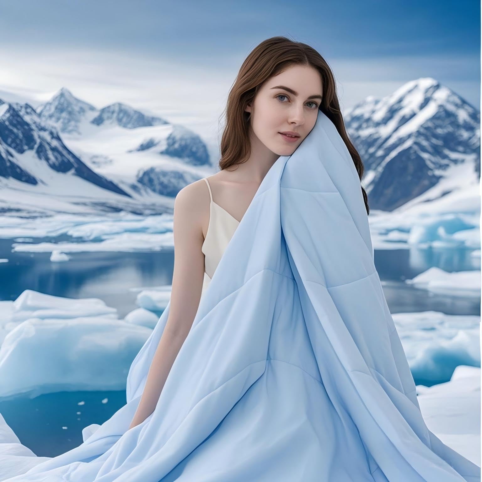 Photo 1 of Cooling Comforter King Size - Cooling Blankets for Hot Sleepers and Night Sweats, Absorbs Body Heat to Keep Cool, Luxury Breathable Soft Lightweight - Blue, Q-Max>0.4, King (90" x 106")