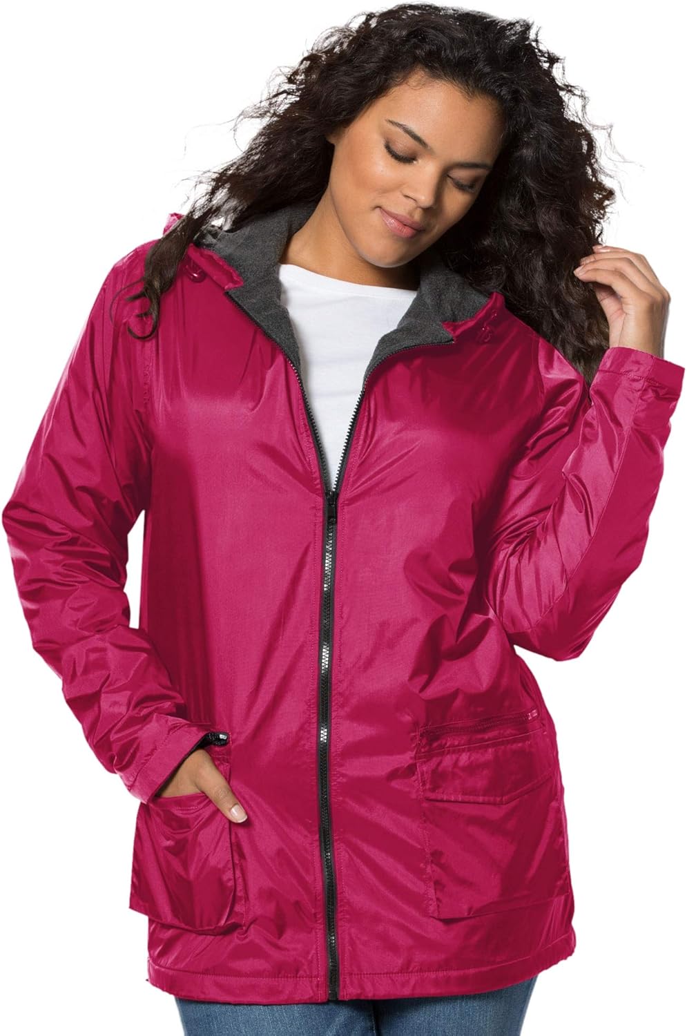women's plus size hooded fleece jacket