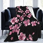 HSYOYO Pink Cherry Blossom Throw Blanket Fluffy Fleece Blankets Flowers Lightweight Travel Blanket Indoor Outdoor Blanket for Couch Sofa Bed 40"x30"