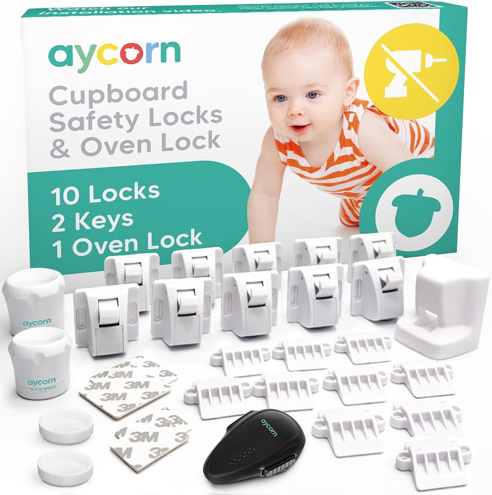 Aycorn Magnetic Safety Cupboard Locks 10x & Oven Lock 1x with Keys