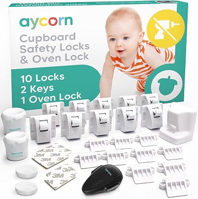 Aycorn Magnetic Safety Cupboard Locks 10x & Oven Lock 1x with Keys