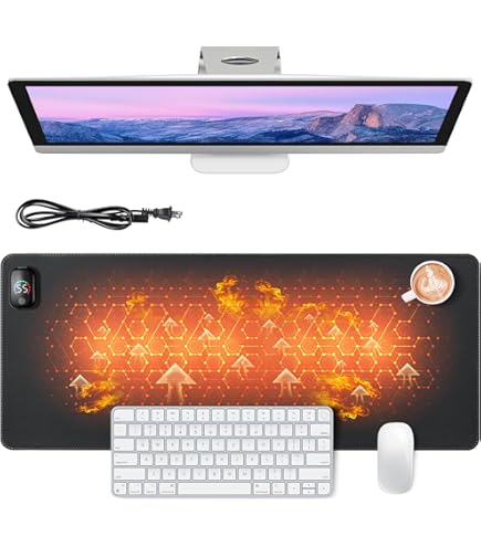 Heated Desk Pad With 3 Temperature Settings - 31x13 Inch Oversized Office & Gaming Mouse Mat