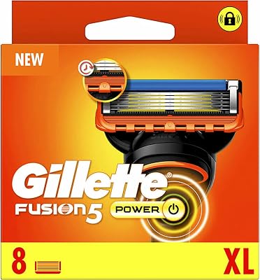Fusion5 Power - Cuchillas de afeitar, 8 cuchillas de repuesto originales para hombres con tira lubricante más grande para un deslizamiento suave y 5 cuchillas para un afeitado increíblemente