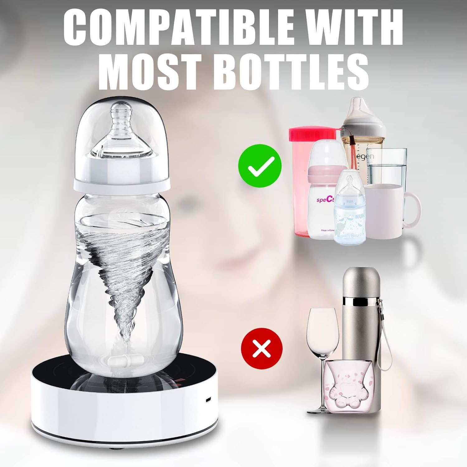 FEISIKE Electric Formula Mixer, Portable Magnetic Suspension Milk Mixing Pad, Quickly Stir The Milk to Avoid Lumpy, Reduce Bubbles and Relieve Baby's Flatulence : Baby