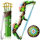 Zosxi Toys for Boys Age 3-4 4-6 6-8 8-12,Kids Bow and Arrow Set with LED Light Target Arrows Indoor Outdoor Archery Toys Pixel Theme Party Favors Birthday Gifts for Boys 3-12 Year Old
