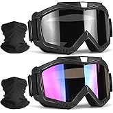 YENPK Dirt & Motocross Bike Goggles, 2-Pack Windproof Racing Goggles for ATV, Ski & Snowboard
