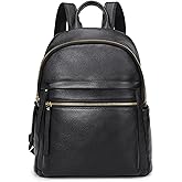 Kattee Genuine Leather Backpack Purse for Women Multi-functional Elegant Daypack Soft Leather Shoulder Bag Shopping Trip, Medium, Black