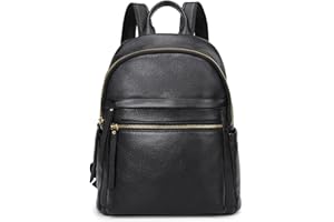 Kattee Genuine Leather Backpack Purse for Women Multi-functional Elegant Daypack Soft Leather Shoulder Bag Shopping Trip, Medium, Black