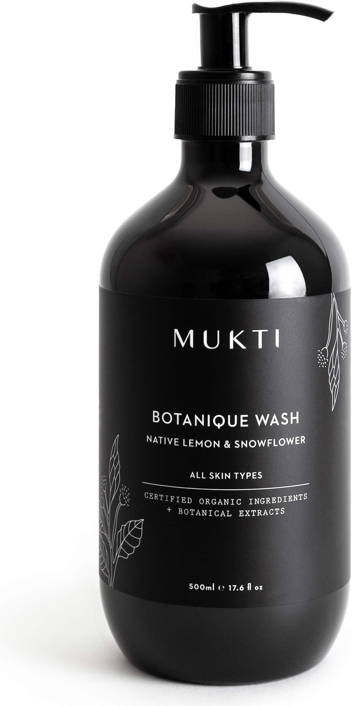 MUKTI - Organic Botanique Hand + Body Wash | Clean, Non-Toxic, Natural Skincare (17.6 fl oz | 500 ml)