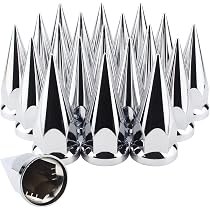 JX 20-Pack 33mm Spiked Lug Nut Covers – Chrome Plastic Thread-On For Semi Trucks