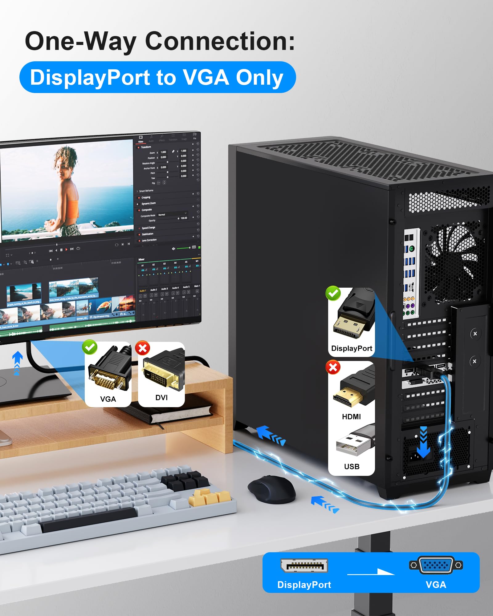 Mua DisplayPort to VGA Cable 6FT, Display Port DP to VGA Adapter Cord ...