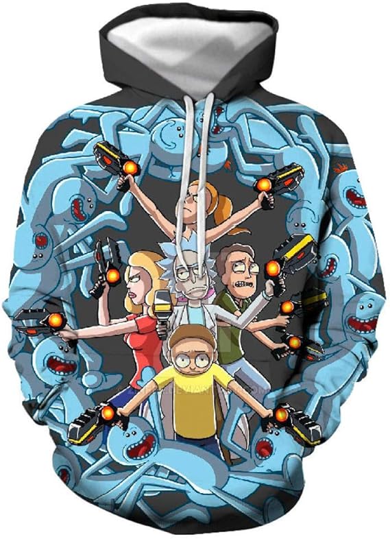 Moda 3D Rick y Morty Anime Patrón Impreso Sudadera con Capucha Unisex Tallas Grandes Deportiva Moda 3D Rick y Morty Anime Patrón Impreso Sudadera con Capucha Unisex Tallas Grandes Deportiva