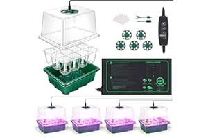 Winpull Seed Starter Tray with Upgraded Grow Light Seedling Heat Mat, 5 Pack Seedling Starter Trays with Time Controller, Seed Starting Kit with Adjustable Humidity Dome and Base for Plant Germination