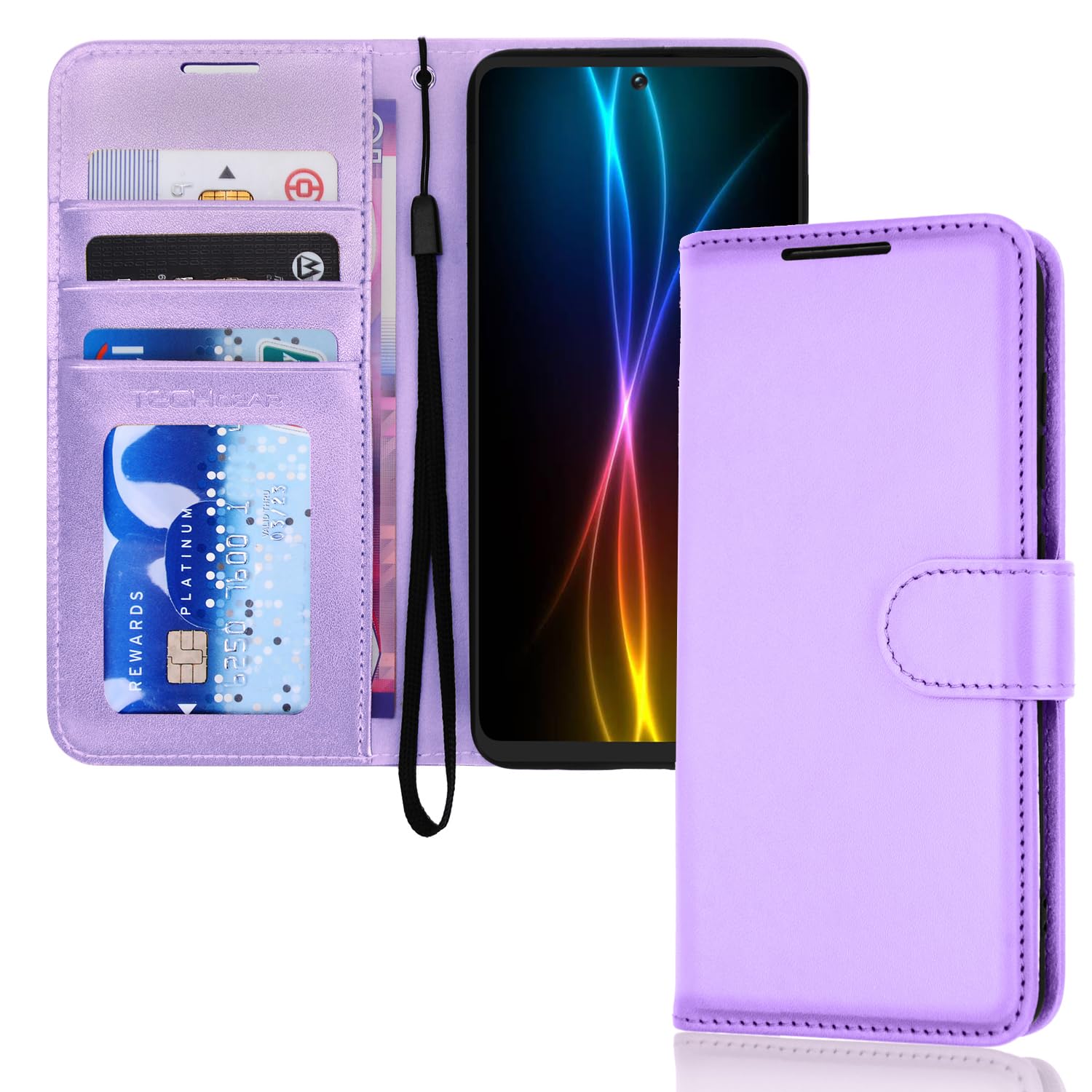 TECHGEAR Galaxy S20 FE Leather Wallet Case, Flip Protective Case Cover with Wallet Card Holder, Stand and Wrist Strap - Lavender PU Leather with Magnetic Closure Designed For Samsung S20 Fan Edition