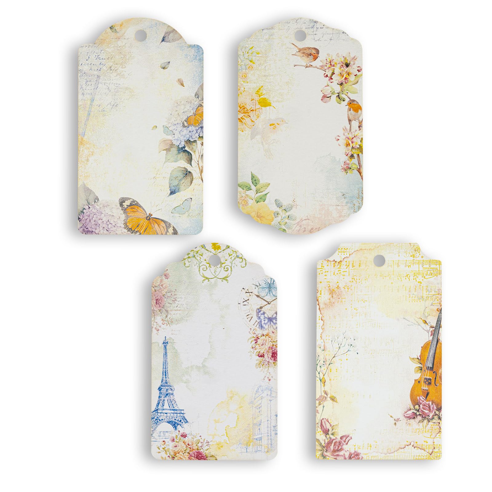 Summer-Ray 48pcs in 4 Designs Elegant Vintage Floral Gift Tags for for All Occasions