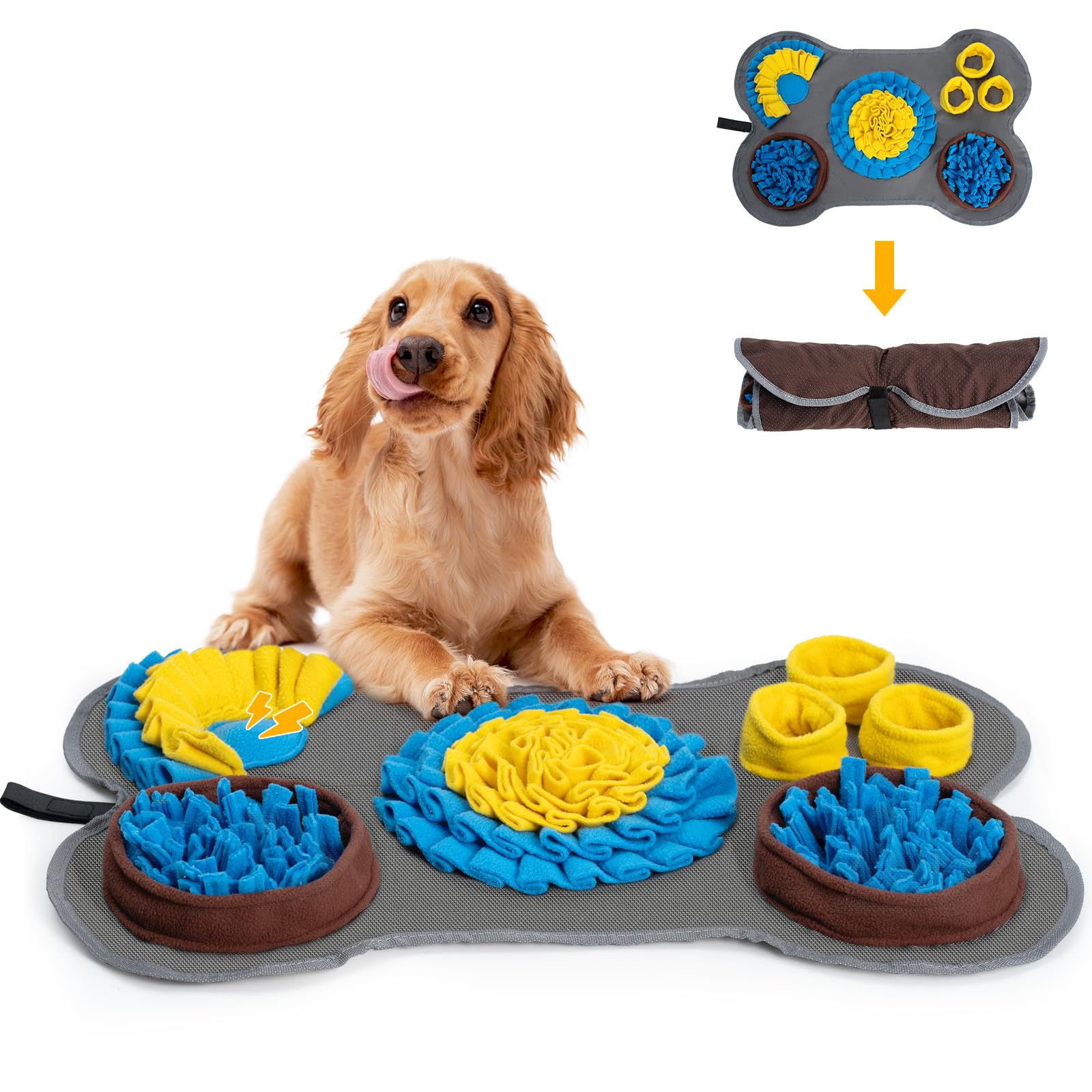 Barpor 38x58cm Snuffle Mat for Dogs - Intelligence Toy for Pets Durable Interactive Puzzle Toys for Training Foraging Skills Non-Slip Durable Washable