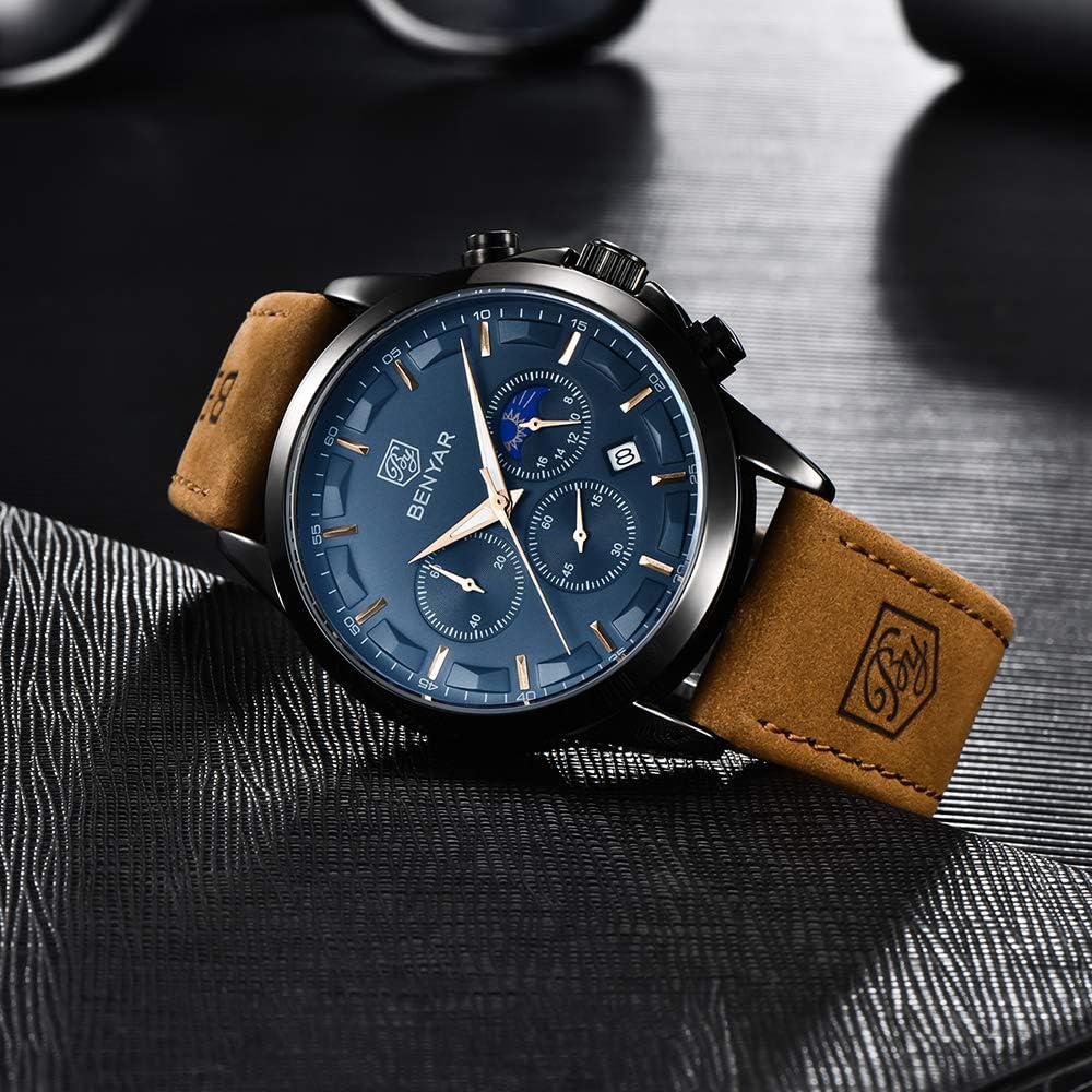 BENYAR Watch for Men Chronograph Waterproof Men's Wrist Watches Business Work Casual Watch Elegant Gifts for Men - Image 4