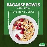 Ask Packaging 240 ml Bagasse Bowls - 100 Pack, Biodegradable Microwavable view 3