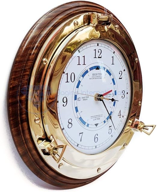 2 Beautiful Navy Style Time Tide Clock Nautical Brass Decor Gift