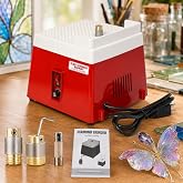 Podoy 110V Benchtop Wet Stained Glass Edge Finishing Machine, 4200 RPM 亮点：with 5/8" and 1" Diamond Abrasive Heads for Smoothing Glass Edges