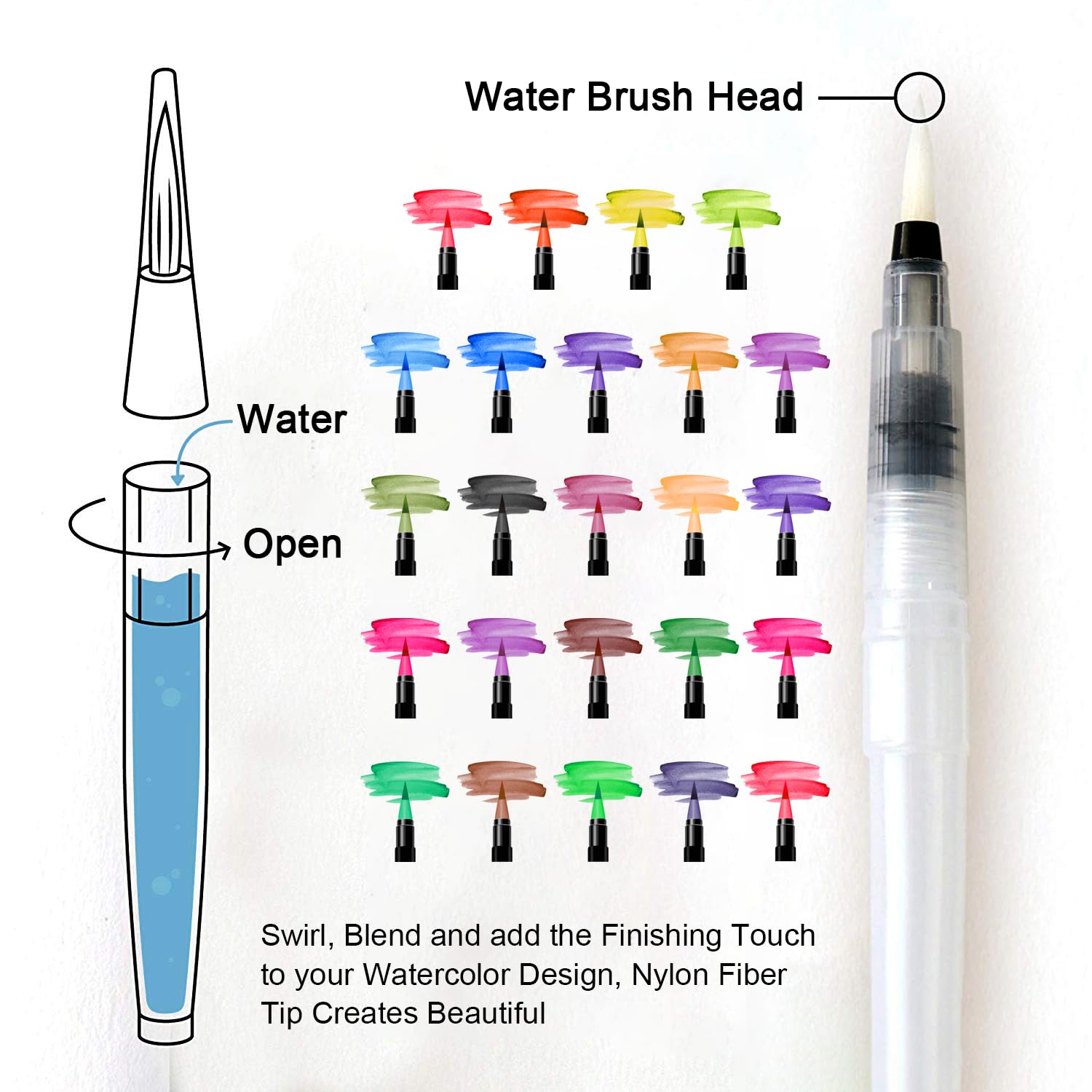 Amteker 24+2 Aquarellstifte, Brush Pen Set, Malen, Pinselstifte mit Flexiblen Nylonspitzen, Stifte Mädchen Geschenke 6-11 Jahre, Geschenk Mädchen 6-10 Jahre, Einschulung Mädchen Kinder Teenager 4