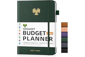 Soomeet Budget Planner with Monthly Tabs,Large Size, Budgeting Journal and Budget Book to Control Your Money, Hardcover (Dark Green)