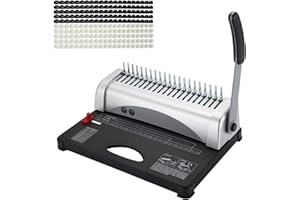 MYFULLY Comb Binding Machine, 21-Holes, 450 Sheets, Paper Punch Binder with Starter Kit 100 PCS PVC Comb Bindings Perfect for Letter Size, A4, A5 or Smaller Sizes Office Documents