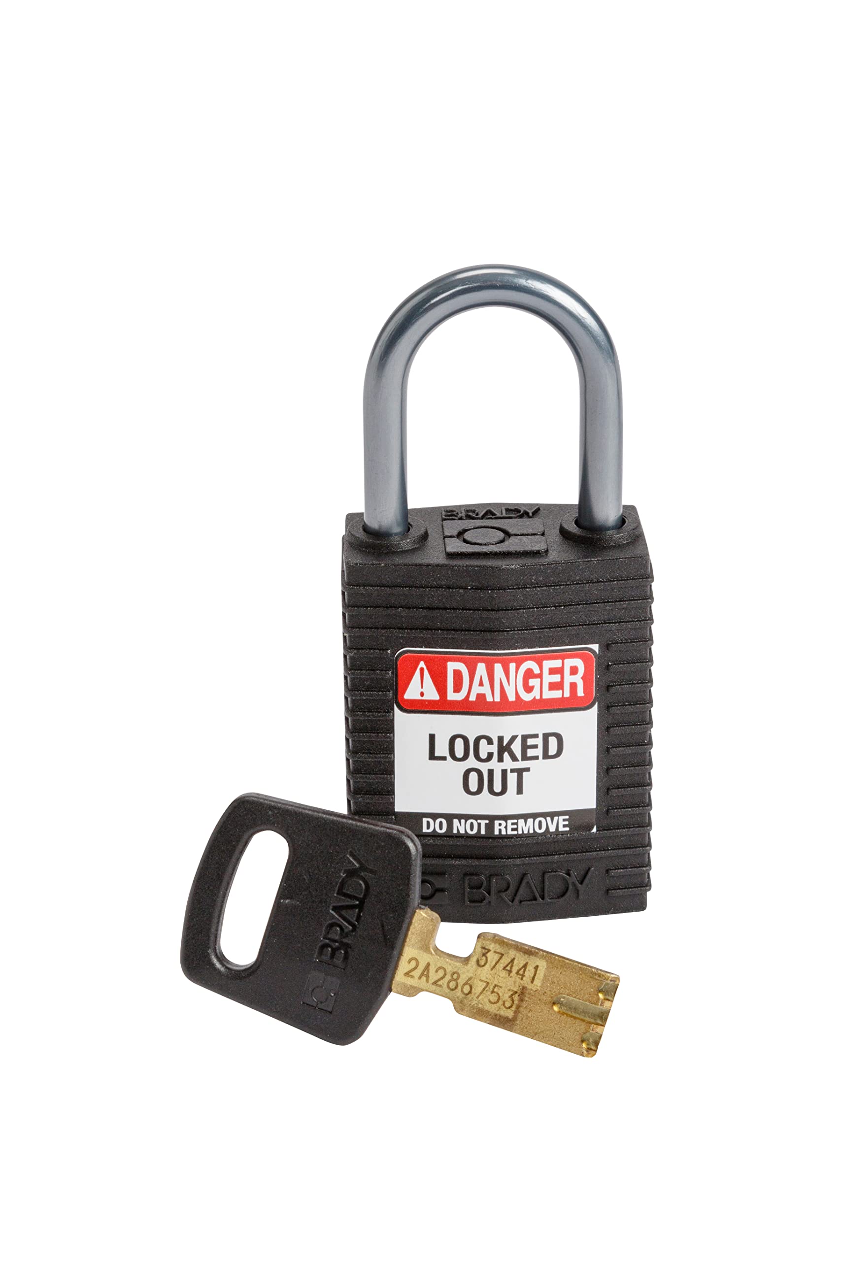 Brady CPT-BLK-25AL-KD SafeKey Padlock, Black, 2.6 in H x 1.25 in W x 0.75 in D